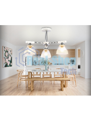 Светильник Ambrella light TR9091/3 WH/CH белый/хром E27*3 max 40W D570*270