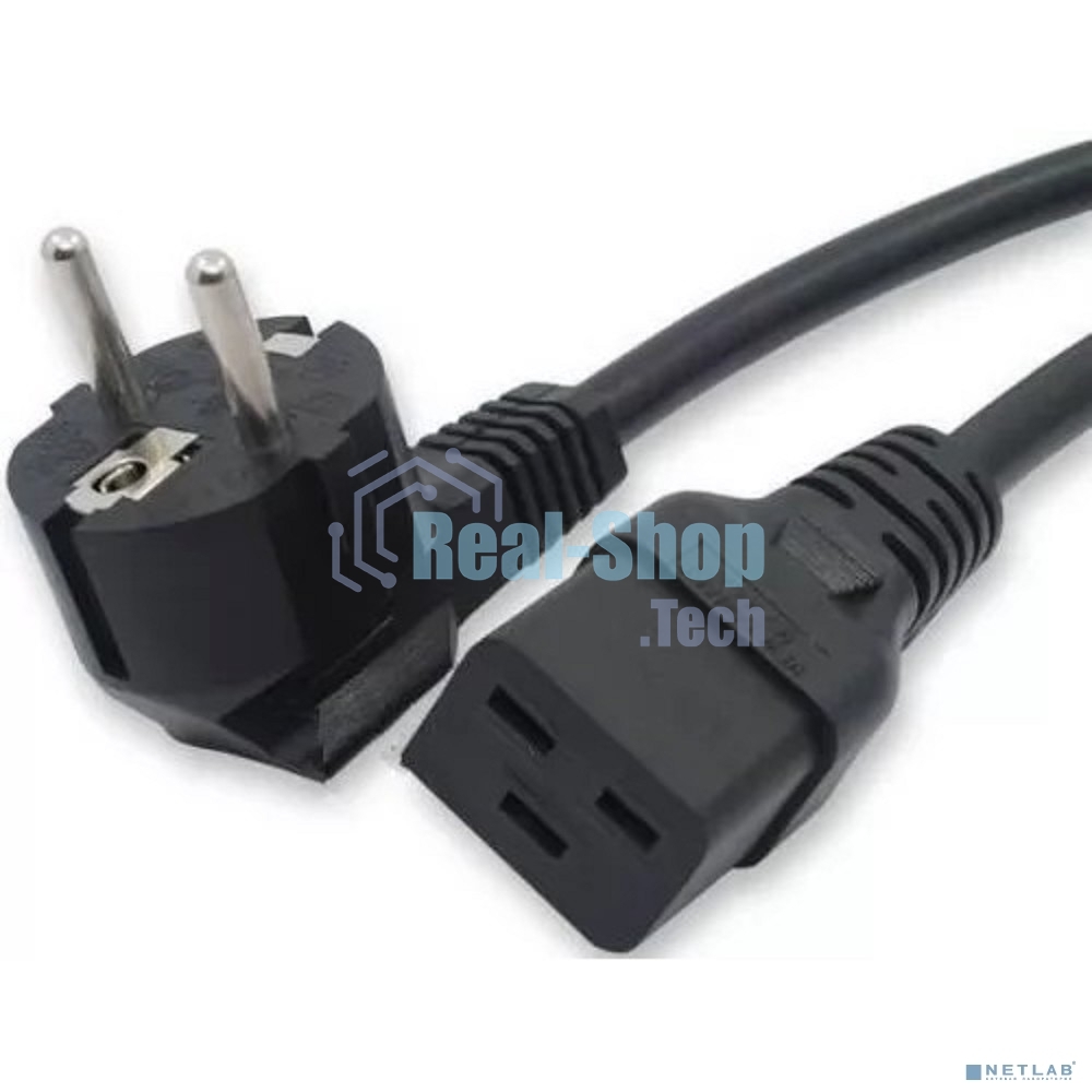 Кабель питания Filum ПВС-АП 3x1.5 CEE 7/7(Schuko) угловая - C19, 220/250В, 16А, чёрный, 3м