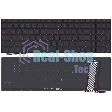 Клавиатура для ноутбука Asus G771, N551 черная без рамки с красной подсветкой Клавиатура для ноутбука Asus G771, N551 черная без рамки с красной подсветкой
