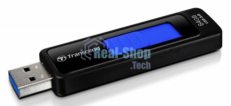 Флешка USB Transcend JetFlash 760 (TS64GJF760), 64Gb, USB 3.0, R/W 130/40, черный/синий