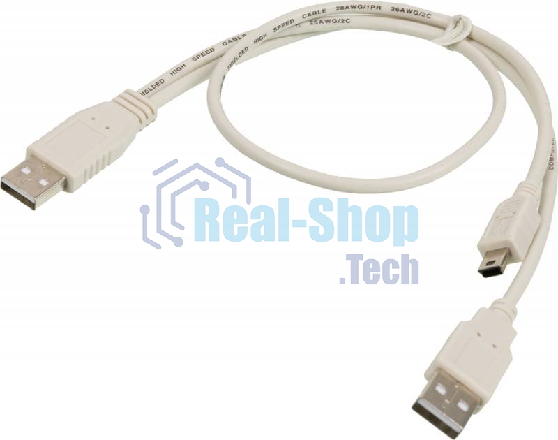 Kабель USB2.0 Ningbo mini (5pin)-A 0,5m +доп.питание A(0.3m)