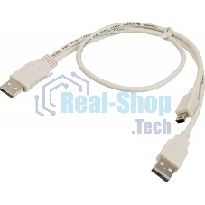 Kабель USB2.0 Ningbo mini (5pin)-A 0,5m +доп.питание A(0.3m)