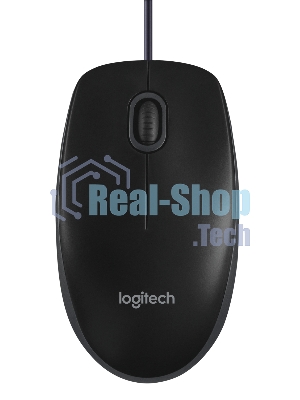 Мышь проводная Logitech B100 черный, 1000 dpi, USB, кнопки - 3