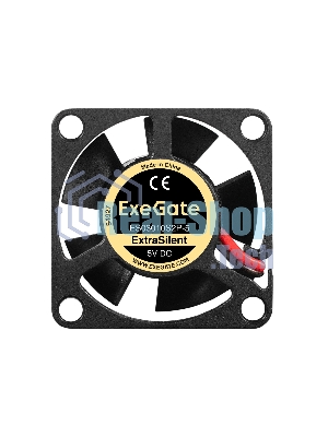 Вентилятор 5В DC ExeGate ExtraSilent ES03010S2P-5 (30x30x10 мм, Sleeve bearing (подшипник скольжения),2pin, 7000RPM, 22dBA)