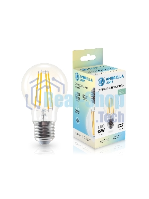 Лампа светодиодная 601514 Filament LED A60 15W E27 4000K 220-240V