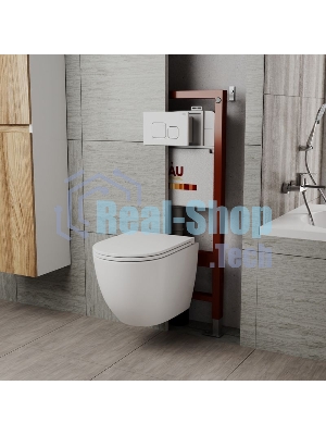 Комплект BAU 6 в 1: инсталляция BAU PRO, унитаз подвесной безободковый торнадо обратного потока Bau Dream 52х36 Hurricane-2, сиденье дюропласт микролифт, кнопка смыва BAU Soul, белая