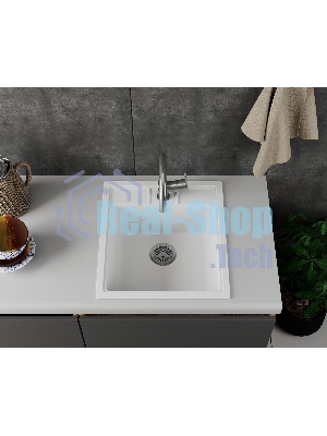 Мойка для кухни BAU Stil White snow 45х50, выпуск с сифоном в комплекте, белый снег