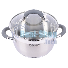 Кастрюля Rondell RDS-023 с\кр 18 см, (2,3л) Flamme (нерж.сталь 18/10,ручки из нерж.стали со вставкой силикон)