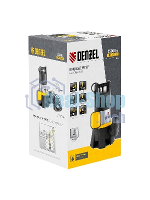 Дренажный насос Denzel DP1400X, 1400 Вт, подъем 11 м, 25000 л/ч