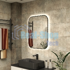 Зеркало Bau Black Rand 60х80, с LED фоновой подсветкой, бесконтактным сенсором, черной окантовкой