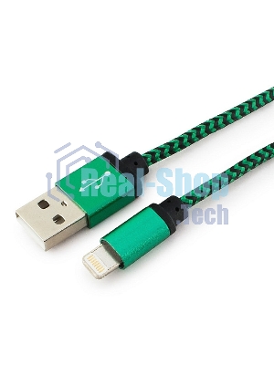 Кабель Gembird USB 2.0 Cablexpert AM/Lightning 8P, 1м, нейлоновая оплетка, алюминиевые разъемы, зеленый, пакет