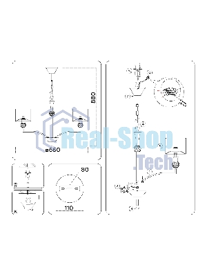 Люстра Ambrella light LH71131/5 BS/WH латунь/белый E14/5 max 40W D660*880
