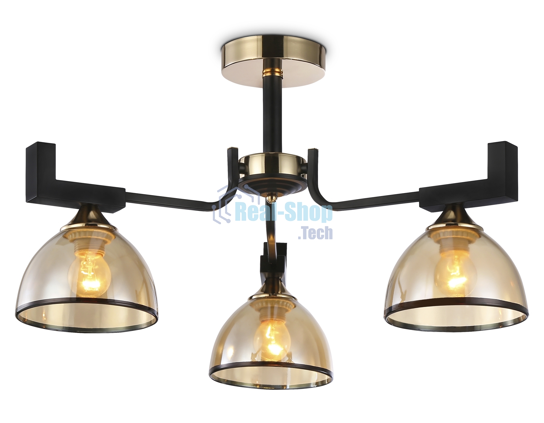 Светильник Ambrella light TR9098/3 BK/GD/TI черный/золото/янтарь E27*3 max 40W D600*316