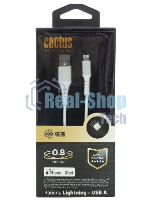 Кабель Cactus CS-LG.USB.A-0.8 USB (m)-Lightning (m) 0.8м белый блистер
