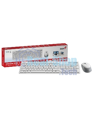Комплект клавиатура+мышь Genius SlimStar 8230 беспроводной, USB + Bluetooth, 1000 DPI, белый
