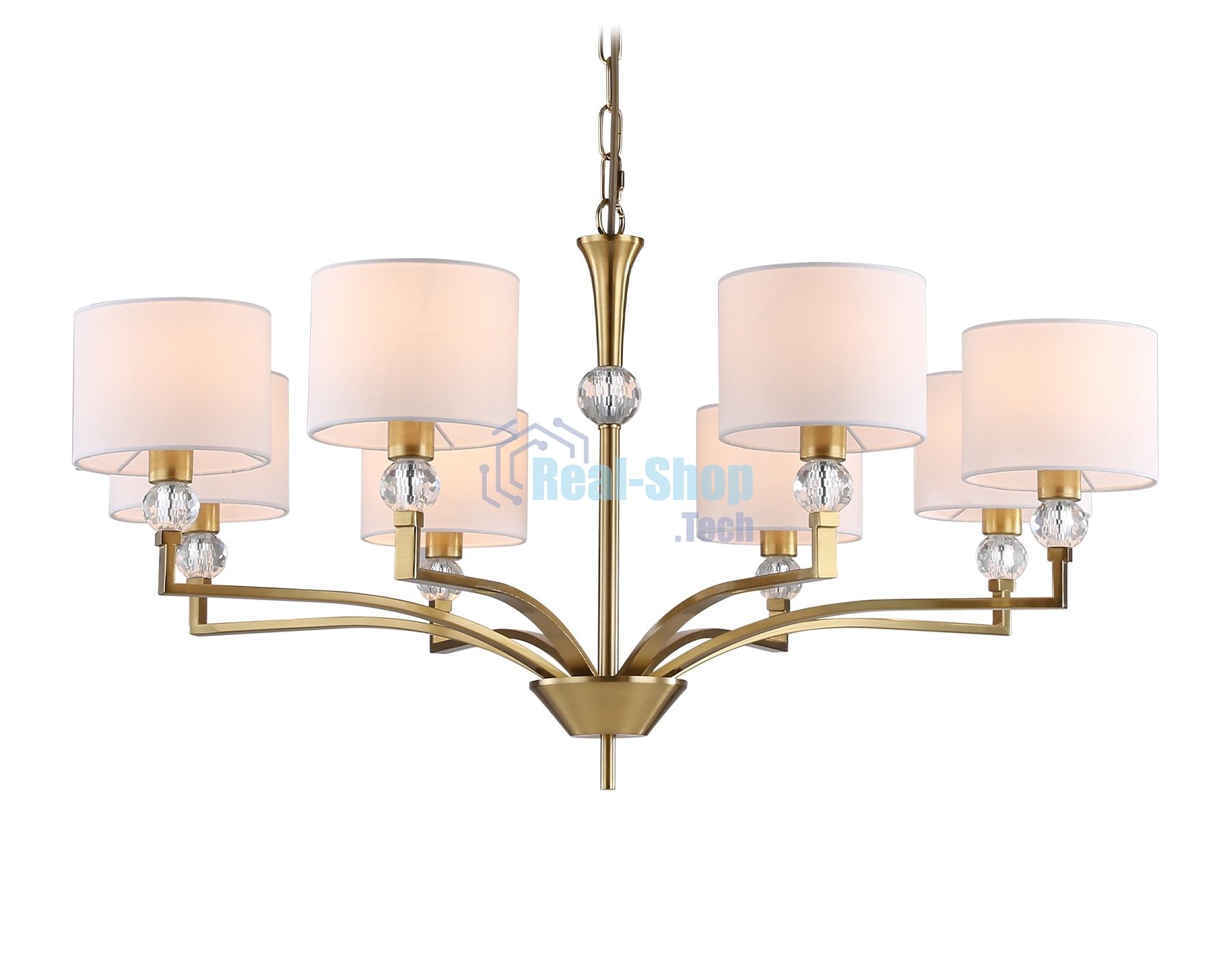 Люстра Ambrella light LH71133/8 BS/WH латунь/белый E14/8 max 40W D840*880