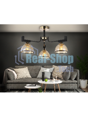 Светильник Ambrella light TR9098/3 BK/GD/TI черный/золото/янтарь E27*3 max 40W D600*316