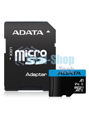 Флеш карта microSD 64Gb ADATA microSDHC Class 10 UHS-I A1 100/25 MB/s (SD адаптер)