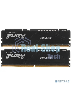 Оперативная память Kingston Fury Beast, DDR5, 64GB (2x32GB), 5200MHz, CL40, DIMM, с радиаторами, черный