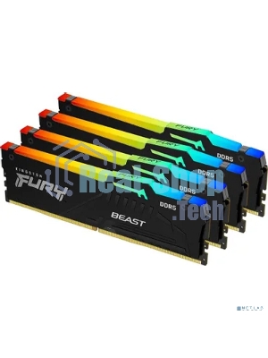 Оперативная память Kingston Fury Beast, DDR5, 64Gb (4x16GB), 5200MHz, CL40, DIMM, с радиаторами, RGB, черный