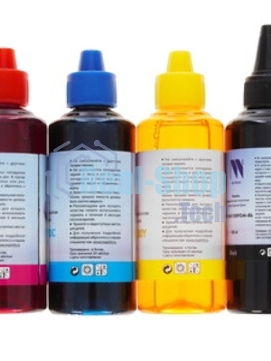 Чернила NVPrint для аппаратов Epson, комплект 4 цвета (пигментные Bk + водные C,M,Y) по 100 мл