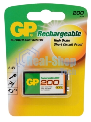 Аккумулятор GP 20R8H 9V Крона 9V NiMH 200mAh (1шт)