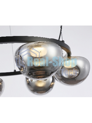 Подвесной светодиодный светильник Ambrella light LH12003/6 BK/GD/SM черный/золото/дымчатый 36W 3000K D760*175