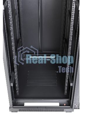 Шкаф коммутационный Lanmaster (TWT-CBB-42U-6X10-G1) напольный 42U 600x1000 мм пер. дв. стекл задн. дв. спл. стал. лист 2-хст. 2 бок. пан. 800 кг черный IP20