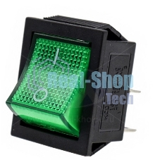 Выключатель зеленый KCD4 16А 250V, 20A 125V (4-х контакт.) клавишный