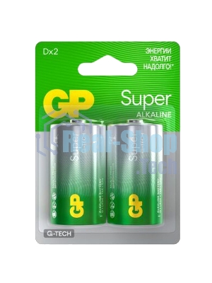 Алкалиновые батарейки GP Super Alkaline G-Tech 13А типоразмера D - 2 шт. на блистере (2 шт.)