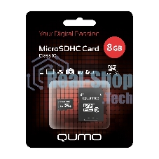 Флеш карта QUMO QM8GMICSDHC10 8Gb MicroSDHC Class 10, SD adapter