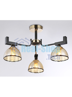 Светильник Ambrella light TR9098/3 BK/GD/TI черный/золото/янтарь E27*3 max 40W D600*316