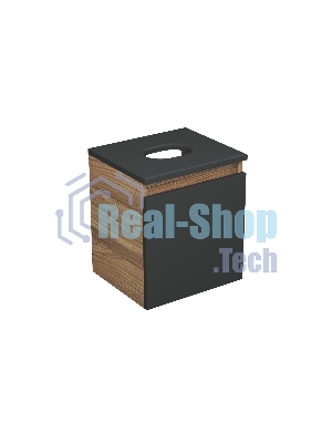 Тумба Bau Dream Blackwood 35 с ящиком, графит, раковина BAU Mini 24х24, смеситель для раковины высокий Hotel Still, нержавеющая сталь, выпуск клик клак, белый