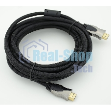 Кабель HDMI Ver.1.4 Gray jack HDMI(19pin)/HDMI(19pin) (5м) феррит.кольца позолоченные контакты