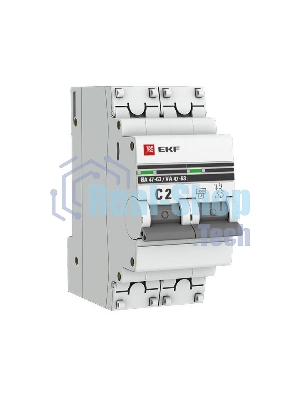 Выключатель автоматический модульный 2п C 2А 4.5кА ВА 47-63 PROxima EKF mcb4763-2-02C-pro
