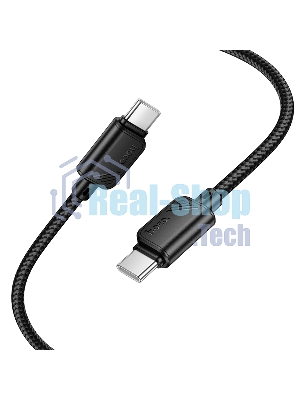 Кабель USB2.0 Hoco Type-C/Type-C, 3А, 60Вт, нейлоновая оплетка, X113, 1м, черный, коробка