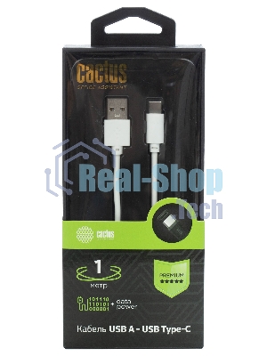 Кабель Cactus CS-USB.A.USB.C-1 USB (m)-USB Type-C (m) 1м белый блистер