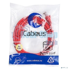 Шнур коммутационный Cabeus, Cat.5e, неэкр., U/UTP, RJ45/RJ45, LSZH, AWG24, 3м, красный