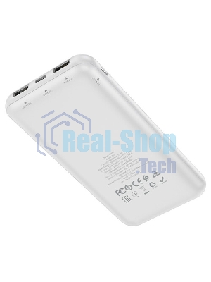 Портативный аккумулятор 10000mAh 2USB+1Type-C+1Micro USB 2.0A Hoco J158A (White)