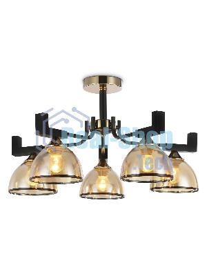 Светильник Ambrella light TR9099/5 BK/GD/TI черный/золото/янтарь E27*5 max 40W D600*316