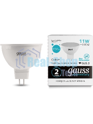 Лампа cветодиодная Gauss Elementary MR16 11W 850lm 4100K GU5.3 LED