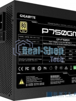Блок питания Gigabyte P750GM (GP-P750GM), 750Вт, 80 PLUS Gold, 120мм, модульный, черный
