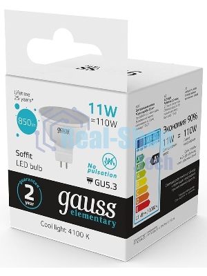 Лампа cветодиодная Gauss Elementary MR16 11W 850lm 4100K GU5.3 LED