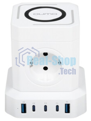 Сетевой фильтр Qumo Power Block System PD + Fast Wireless SFU2PD (P-0010) белый, 4 розетки
