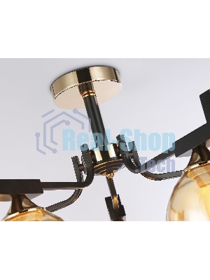 Светильник Ambrella light TR9099/5 BK/GD/TI черный/золото/янтарь E27*5 max 40W D600*316