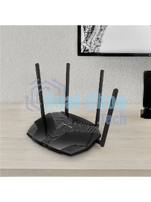 Роутер Mercusys MR70X AX1800 Dual-Band WiFi 6 Router, 574 Mbps at 2.4 GHz + 1201 Mbps at 5 GHz,4× Fixed External Antennas, 3× Gigabit LAN Ports, 1× Gigabit WAN Port, 1024-QAM, OFDMA, Router/Access Point Mode, MU-MIMO, WPA3, TWT, BSS Color