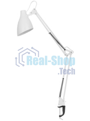 Светильник настольный Camelion KD-335 C01 белый с метал. струбциной, 230V, 40W, E27
