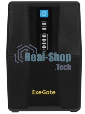 Источник бесперебойного питания ExeGate Power Back BNB-650.LED.AVR.2SH.RJ.USB (650VA/360W, LED, AVR,2*Schuko, RJ45/11, USB, батарея 12V 7.2Ah, Black)