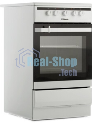Плита электрическая Hansa FCCW54002 белый, конфорок 4 шт, духовка 68 л, 50 см x 85 см x 60 см