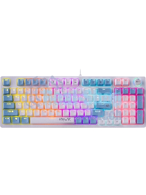 Клавиатура проводная Defender Hawk GK-418, USB, белый/голубой